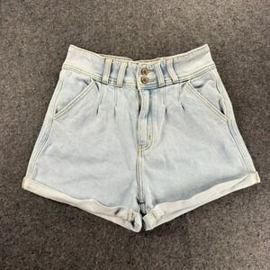 Kancan Signature Mom Fit Denim Shorts Size 27 Light Wash High Rise Cuffed